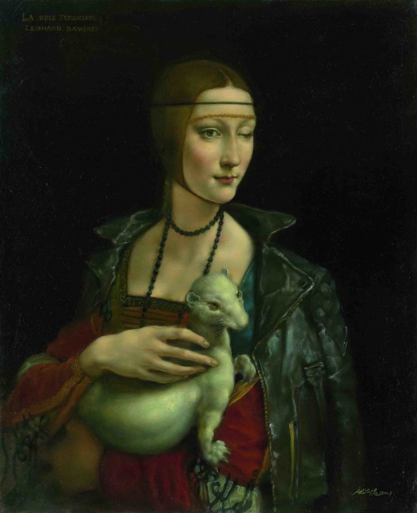 Lady with an Ermine, oil on canvas 80×65cm, 2017